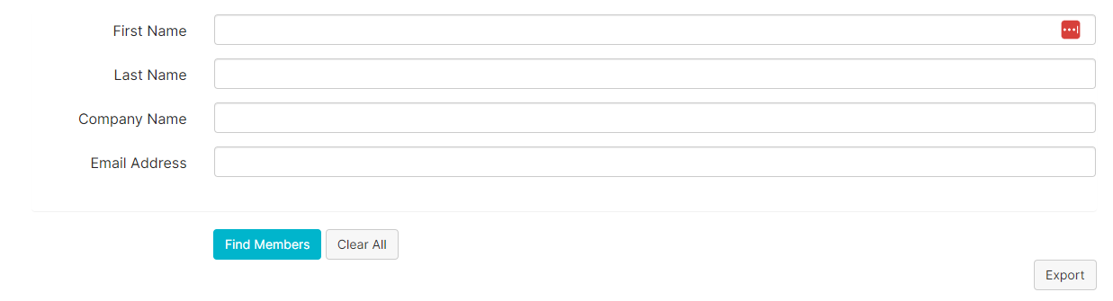 Search Feature with an export buttom in the bottom right