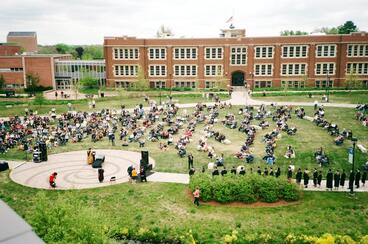 People gathered in a lawn